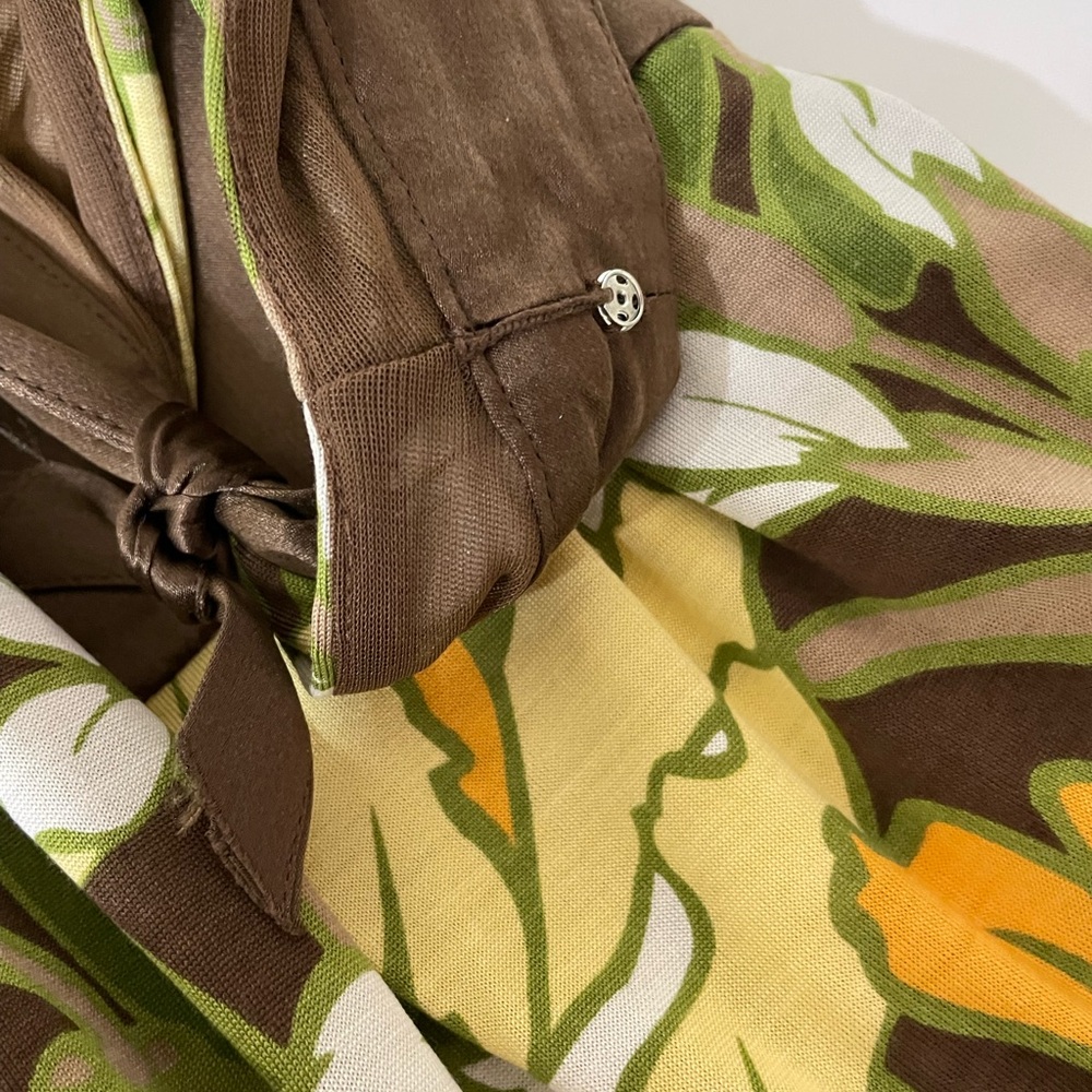 New TOMMY BAHAMA Floral Tropical Print Silk Midi Dress Green Yellow Size 16 - Picture 12 of 14